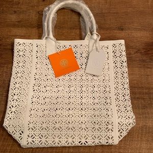Tory Burch vinyl tote, white